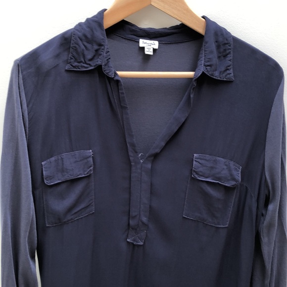 Splendid shirt - half button up with collar and two front pockets. Navy … - Picture 2 of 8